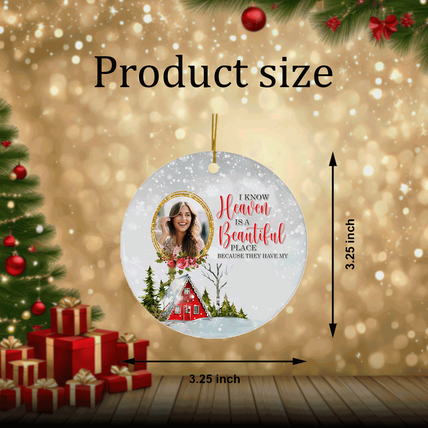 Heaven is a Beautiful Place' | Personalized Christmas Keepsake | Ceramic Ornament